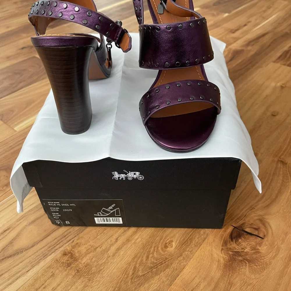 Coach Women's Metallic Purple Heels - Picture 3 of 3